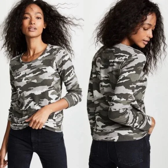 Chaser Camouflage Cozy Pullover Knit Top Size Medium - Picture 4 of 10